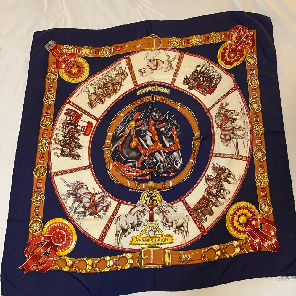 ✅💯Authentic Hermès Paris Equestrian Silk Scarf 90